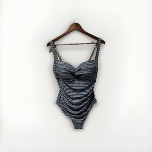 Bond-Eye Aus‎ Size 16 Womens Blue Striped Padded One Piece Swimsuit Nautical